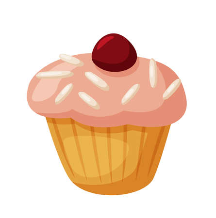 Cake cupcake sweet pastry dessert on white backgroundのイラスト素材