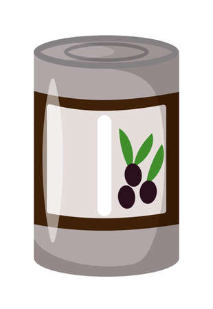 Canned black olives preserve isolated on white backgroundのイラスト素材