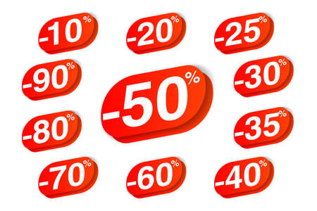 Isometric sale label shopping discounts sticker setのイラスト素材