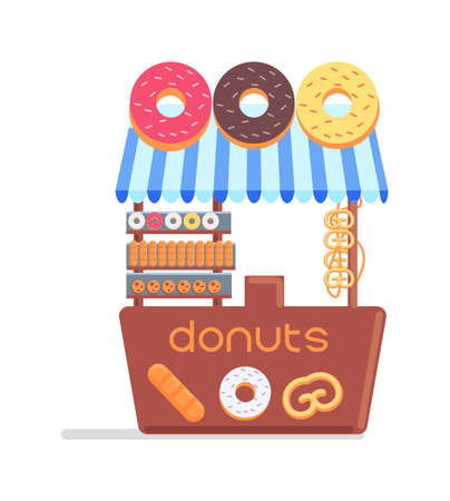 Donut street food market counter isolated on whiteのイラスト素材