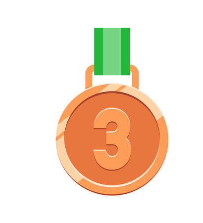 Bronze trophy medal on ribbon for third place isolatedのイラスト素材