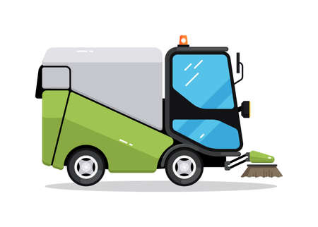 City street road sweeper truck isolated on whiteのイラスト素材