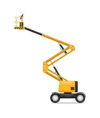 Boom lift on wheel isolated on white backgroundのイラスト素材