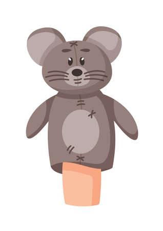 Handmade mouse puppet isolated on white backgroundのイラスト素材