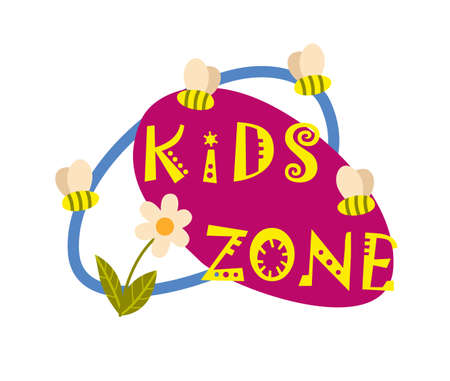 Kids zone emblem isolated on white backgroundのイラスト素材