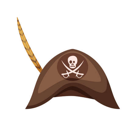 Pirate cap with Jolly Roger and crossed sword isolatedのイラスト素材