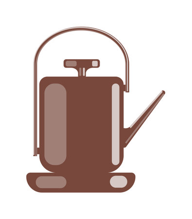 Teapot camping kettle isolated on white backgroundのイラスト素材