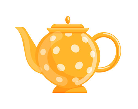 Dotted ceramic teapot isolated on white backgroundのイラスト素材