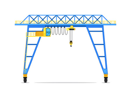 Crane tower construction technics isolated on whiteのイラスト素材