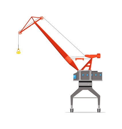 Construction site tower crane isolated on whiteのイラスト素材