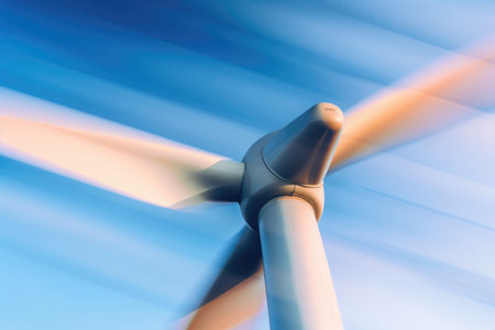 close-up of wind turbine blade, with the blur of its movement visible, created with generative aiの素材