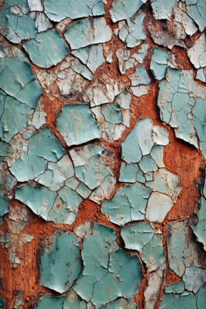 textured close-up of cracked, peeling paint, created with generative aiの素材
