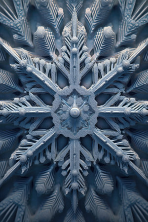 macro shot of intricate snowflake pattern, created with generative aiの素材