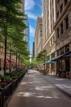 magnificent mile shopping district streetscape, created with generative aiの素材