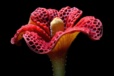 vibrant rafflesia flower isolated on black background, created with generative aiの素材