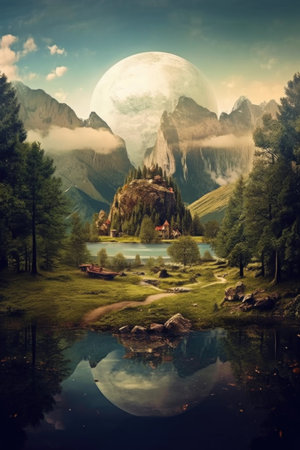 earth in the background with a diverse set of natural landscapes, created with generative aiの素材