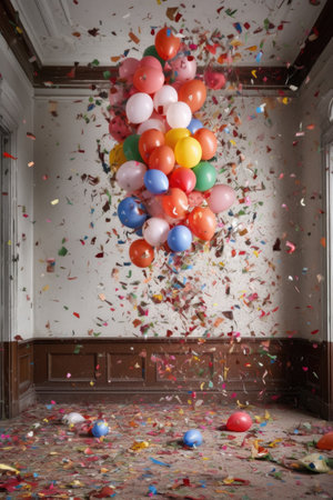 confetti-filled balloon about to burst, created with generative aiの素材