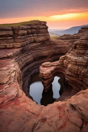 heart-shaped rock formation in a scenic landscape, created with generative aiの素材