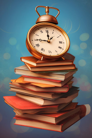 stack of resumes next to a ticking clock, created with generative aiの素材