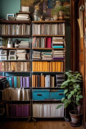 medical records and files organized on a shelf, created with generative aiの素材