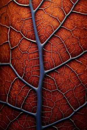 detailed macro of a leafs veins, created with generative aiの素材