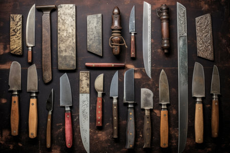 collection of raw materials used for knife making, created with generative aiの素材