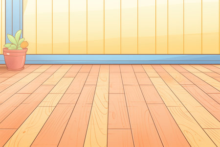 closeup of a side porchs wooden flooring or deck, magazine style illustrationの素材