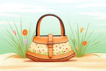 traditional spanish esparto grass handbag on sandの素材