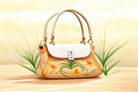 traditional spanish esparto grass handbag on sandの素材