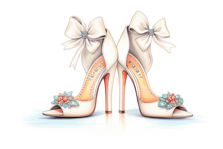 pair of elegant bridal shoes with pearlsの素材