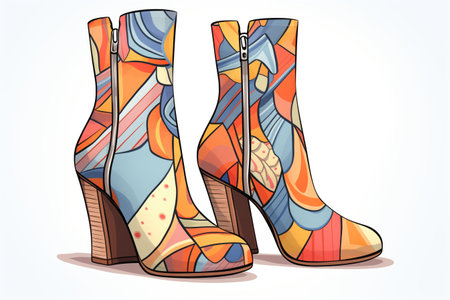 high ankle boots with standout patternsの素材