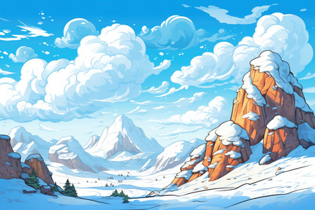 a snow-covered mountain range under a clear blue skyの素材