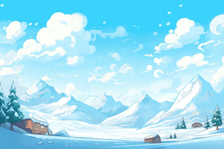 a snow-covered mountain range under a clear blue skyの素材