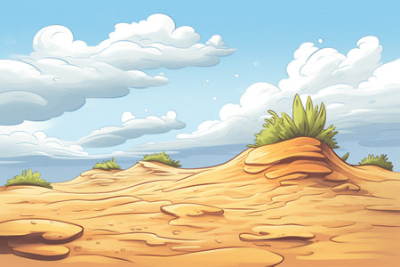 a windy sand dune under a stormy skyの素材