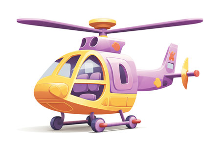 a purple toy helicopter model on white backgroundの素材