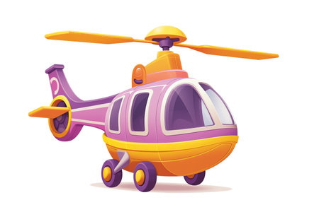 a purple toy helicopter model on white backgroundの素材