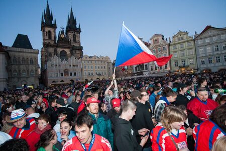 Czech fan hope for win czech hockey teamのeditorial素材