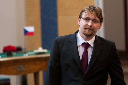 Prague, Czech Republic - 17.5.2012 - Pavel Dobes czech ex-transport minister walk in government officeのeditorial素材