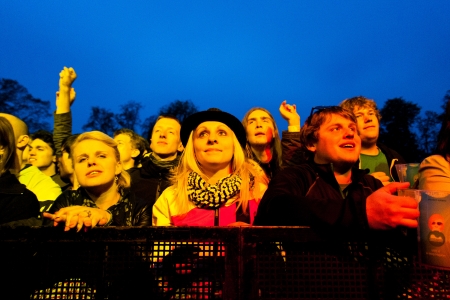 Prague, Czech Republic - 30.4.12013 - Boys and girls stay before fence at Majalesのeditorial素材