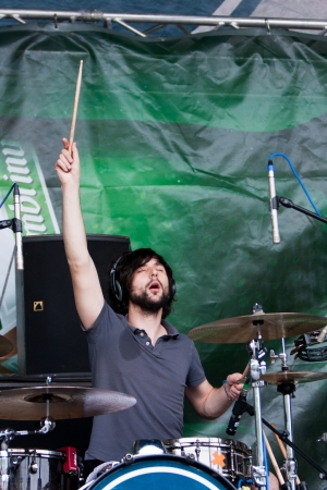 Prague, Czech Republic - 30.4.12013 - Drummer form UDG music group at Majalesのeditorial素材