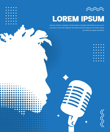 Retro music poster with a microphone. Vector illustration for your designのイラスト素材