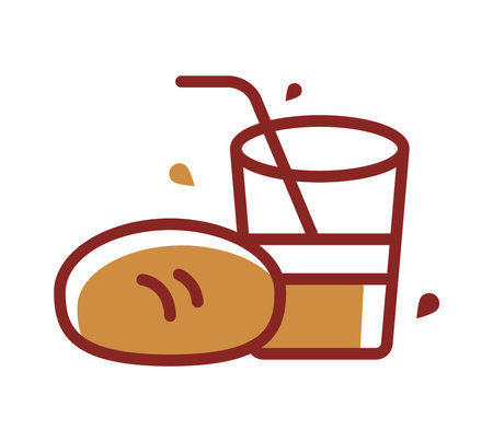 Bread and juice vector, Barbecue related filled design editable stroke iconのイラスト素材