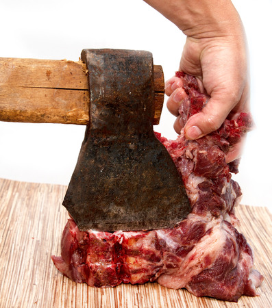 meat cutting axの写真素材