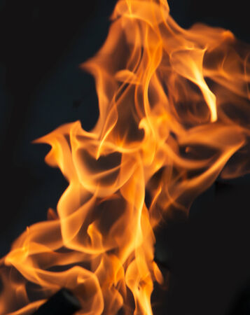 flame fire on black backgroundの写真素材