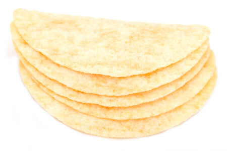 potato chips on white backgroundの写真素材