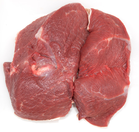 fresh pulp of beef on a white backgroundの写真素材