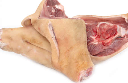 fresh pork on a white background