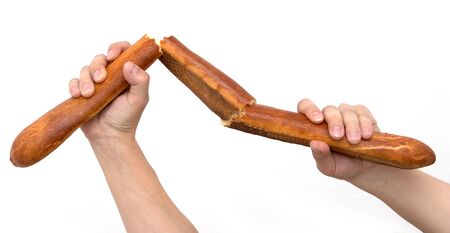 baguette on a white backgroundの写真素材