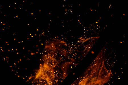 fire flames with sparks on a black background