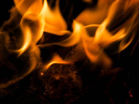 Fire flames on a black background